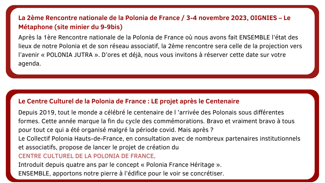 La 2ème Rencontre nationale de la Polonia de France  3-4 novembre 2023, OIGNIES – Le Métaphone (site minier du 9-9bis)-2